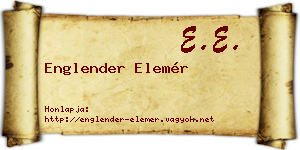 Englender Elemér névjegykártya